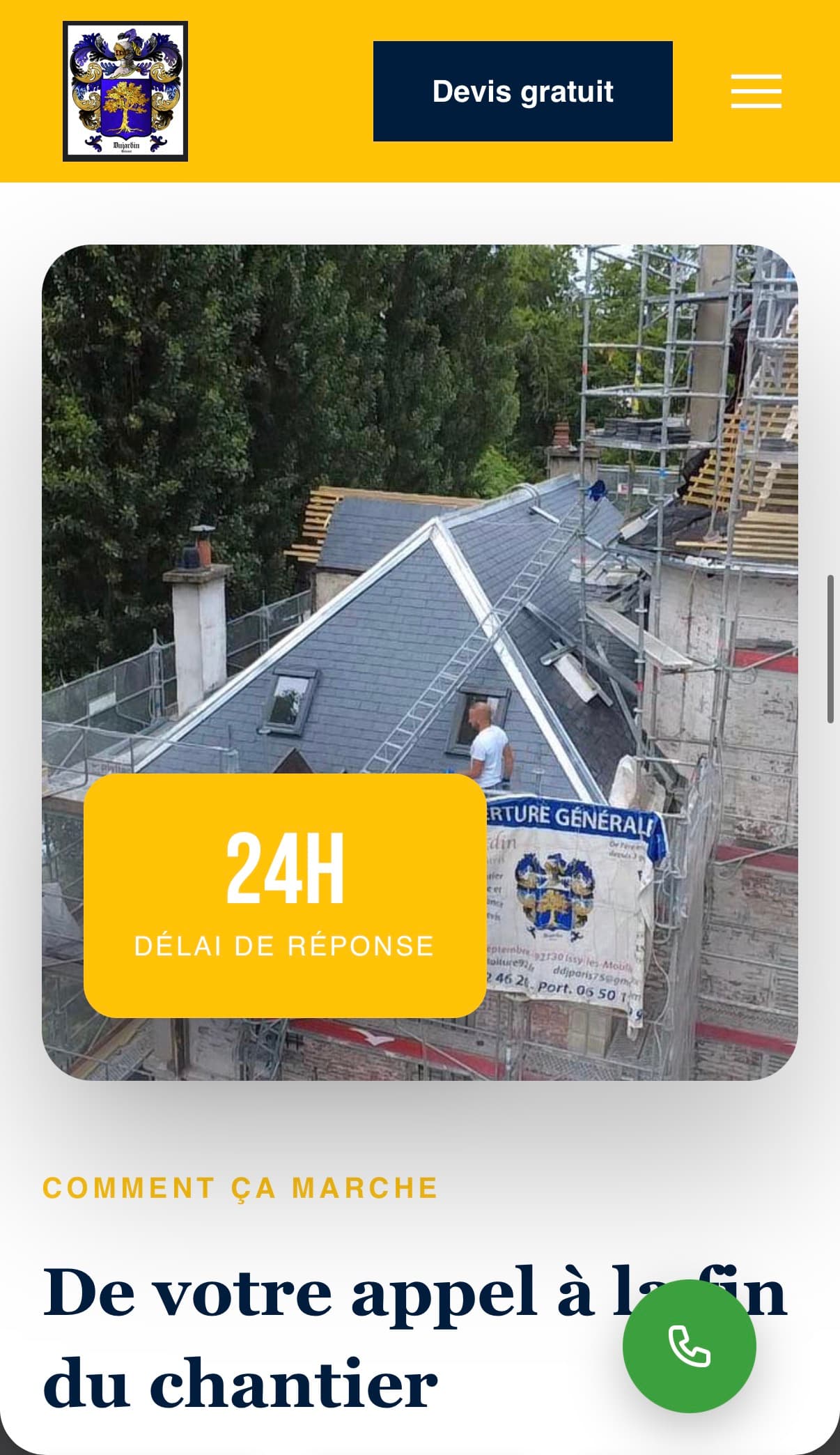 Page d'accueil — version mobile